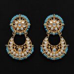 Sky Blue Color Kundan Earrings