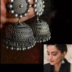 Black Color Oxidised Revolving Earrings