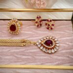 ARUBY - Ruby & American Diamond Pendant Set