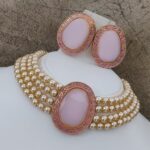 NOOR - Pearl Choker In Pastel Pink Centre Piece