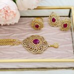 RUBIE - American Diamond & Ruby Pendant Set