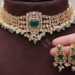 GHUMAR - AD Choker Set in Mint Green