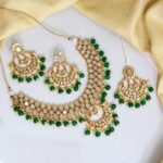ZORA - Green Color Kundan Mirror Necklaces Set