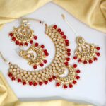 ZORA - Red Color Kundan Mirror Necklaces Set