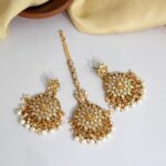 SHISHA - White Color Mirror Kundan Earring Tikka Set