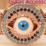 Round Evil Eye Bracelet Mesh Strap - Rose-Gold