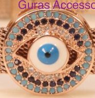 Round Evil Eye Bracelet Mesh Strap - Rose-Gold