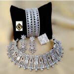 SWETA - American Diamond Choker Necklace & Earring with Bangles & Ring in White
