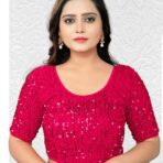 PINK STRETCHABLE SEQUENCE BLOUSE