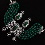 VICTORIA - Dark Green Color American Diamond Choker Set