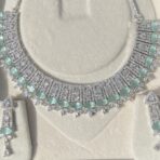 PEOPNY- Mint Green AD Necklace with Earrings