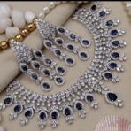 CZ AD Blue Sapphire Necklace Set