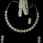 NALINI - One Line AD Necklace with Earrings - Mint Green