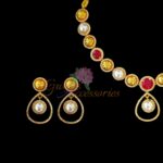NURA - 24K Gold Plated Ruby & Pearl Necklace with earrings