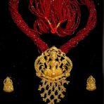 Shree Bishnu Red Tilhari- 24K Gold plated Panchadhatu with Hydro beads