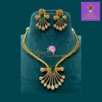JUGNU GREEN- Matte Gold Necklace with Earrings