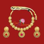 TEZZ - 24K Gold Plated Ruby Necklace with Earrings