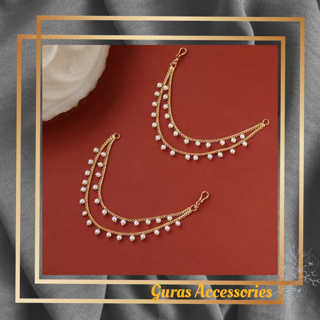 Ear Chain/ Earring Chain with Pearls in Gold